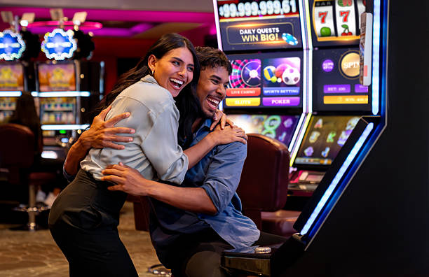 Slot game interface showing reels and payout table